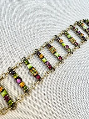 Vintage Mary DeMarco Multi-Color Crystal Link Bracelet - Women Jewelry